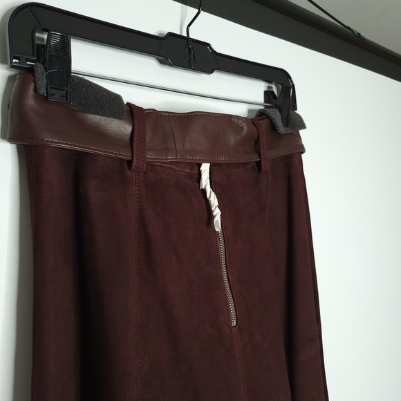 TREND ALERT ALICE + OLIVIA Martine Brown Suede A-line Midi Skirt w Belt size 4 - Picture 6 of 12